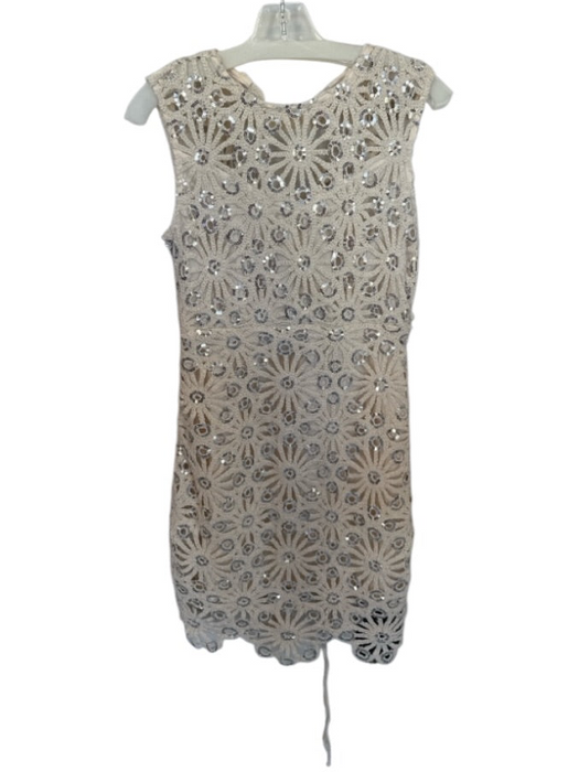 ASTR The Label Size XS Cream & Silver Cotton Blend Macrame Sequins Dress Cream & Silver / XS