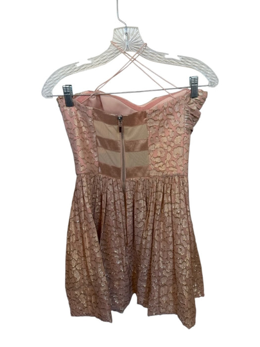 Erin Size 4 Blush & Gold Silk Blend Strapless Pleated Animal Print Dress Blush & Gold / 4