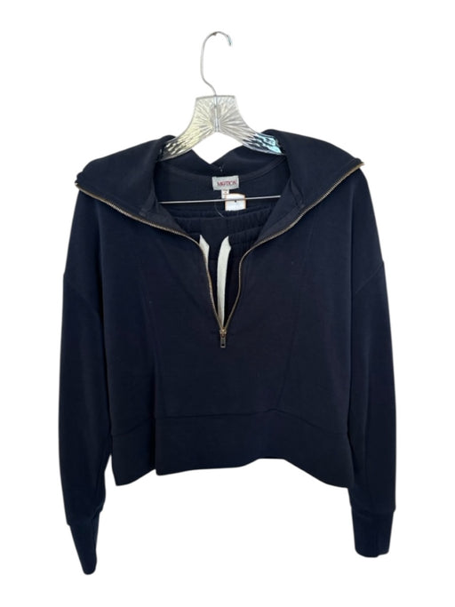 TCEC Size S Navy Polyester Blend Long Sleeve Half Zip Drawstring Short Set Navy / S