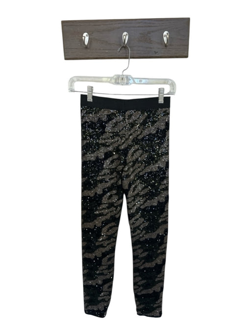 BCBGMAXAZRIA Size XS Black & Green Sequin Elastic Waist Camo Legging Pants Black & Green / XS