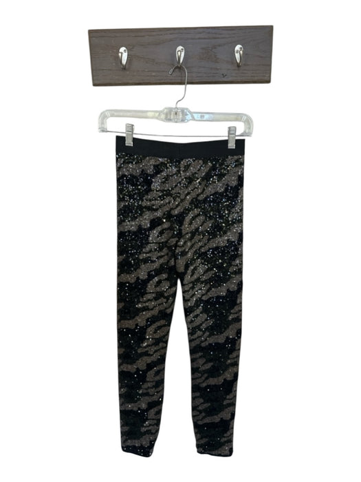 BCBGMAXAZRIA Size XS Black & Green Sequin Elastic Waist Camo Legging Pants Black & Green / XS