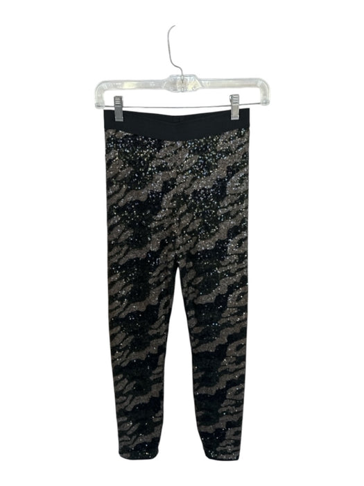 BCBGMAXAZRIA Size XS Black & Green Sequin Elastic Waist Camo Legging Pants Black & Green / XS