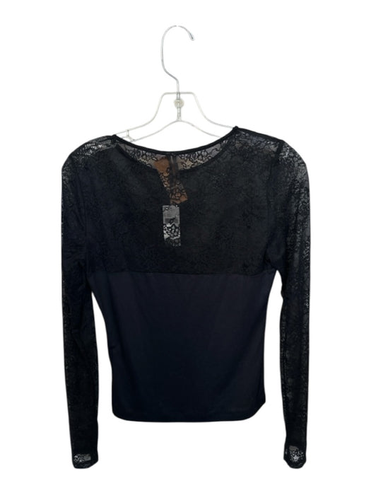 Anthropologie Size XS Black Rayon Blend Lace Long Sleeve Top Black / XS