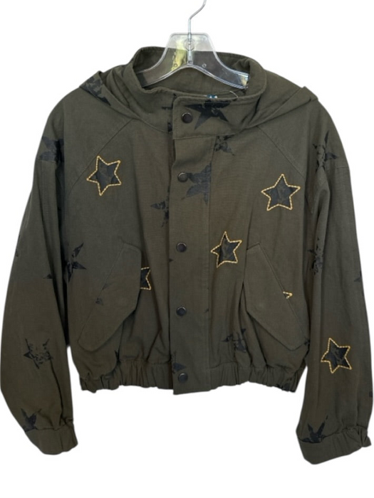 Vintage Havana Size XL Green & Black Cotton Long Sleeve Stars Bomber Jacket Green & Black / XL