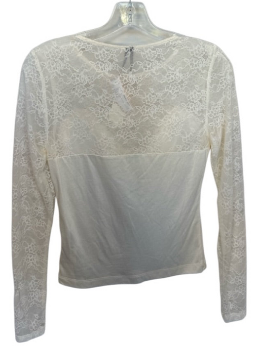 Anthropologie Size XS Cream Rayon Blend Lace Long Sleeve Top Cream / XS