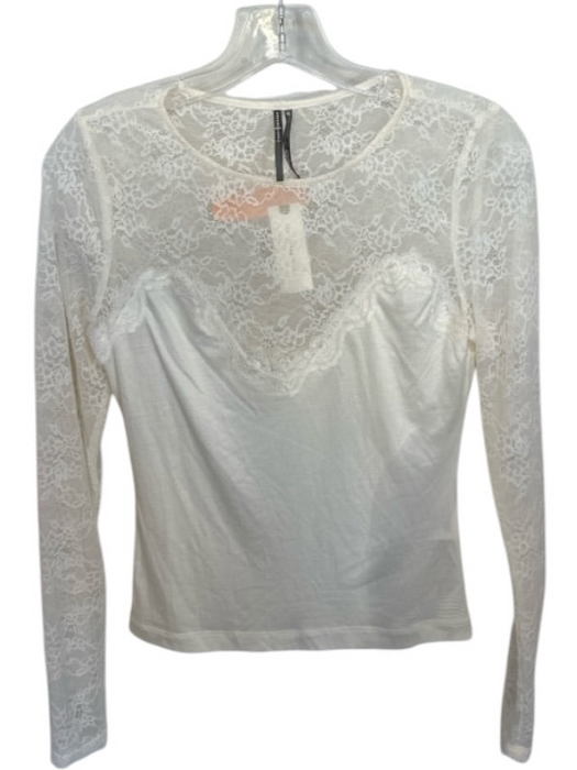 Anthropologie Size XS Cream Rayon Blend Lace Long Sleeve Top Cream / XS