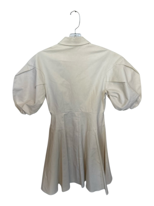 Alexis Size Est S Tan Cotton Short Balloon Sleeve Button Down Pleated Dress Tan / Est S