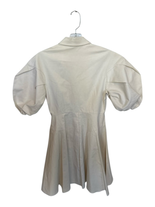 Alexis Size Est S Tan Cotton Short Balloon Sleeve Button Down Pleated Dress Tan / Est S