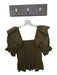 Marie Oliver Size XS Olive Green Cotton Blend Short Balloon Sleeve smocked Top Olive Green / XS