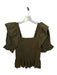 Marie Oliver Size XS Olive Green Cotton Blend Short Balloon Sleeve smocked Top Olive Green / XS
