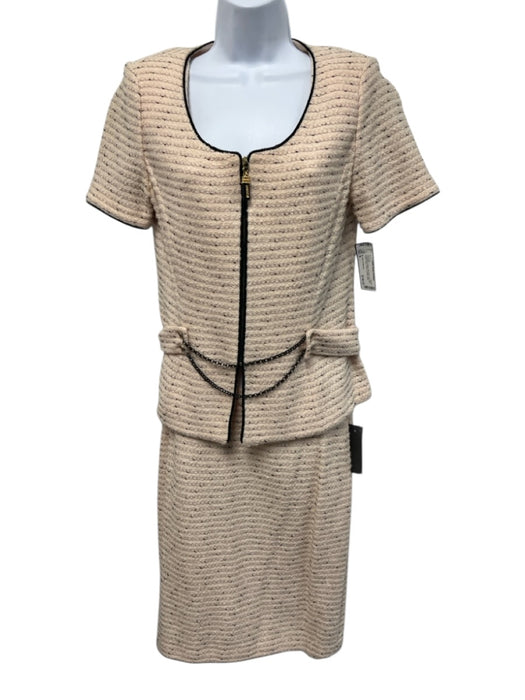 St. John Collection Size 6 beige pink & black No Fabric Tag Knit Tweed Skirt Set beige pink & black / 6