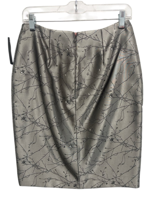 David Meister Size 8 Gray Acetate Blend Embroidered Rhinestone Detail Skirt Gray / 8