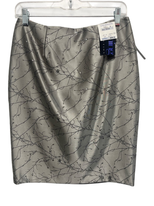 David Meister Size 8 Gray Acetate Blend Embroidered Rhinestone Detail Skirt Gray / 8