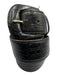 Joan & David Black Leather Croc Embossed Round Square Buckle Belts Black / M