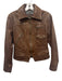 Banana Republic Size S Brown Leather Zip Up Flap Pockets Long Sleeve Jacket Brown / S