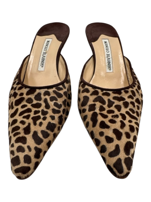 Manolo Blahnik Shoe Size 36 Brown & Beige Ponyhair & Leather Animal Print Pumps Brown & Beige / 36