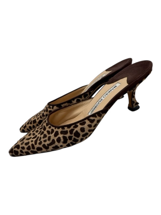 Manolo Blahnik Shoe Size 36 Brown & Beige Ponyhair & Leather Animal Print Pumps Brown & Beige / 36