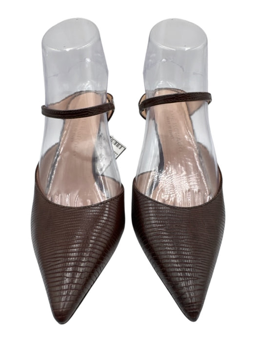 Club Monaco Shoe Size 36 Red Brown Leather Croc Embossed Pointed Toe Pumps Red Brown / 36