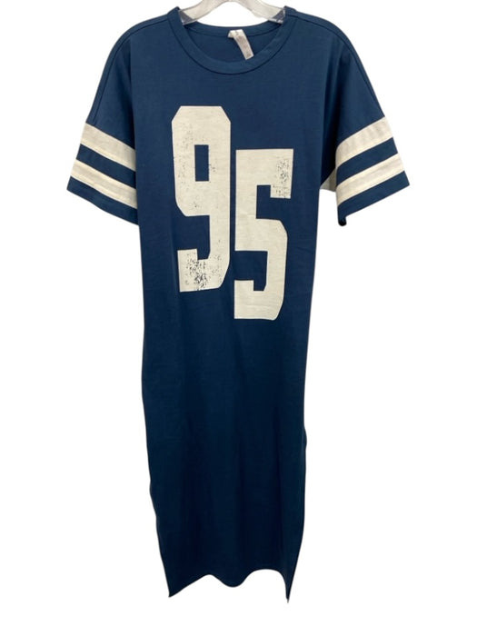 Daily Practice Size S Blue & White Cotton Short Sleeve Jersey Stripe Maxi Dress Blue & White / S