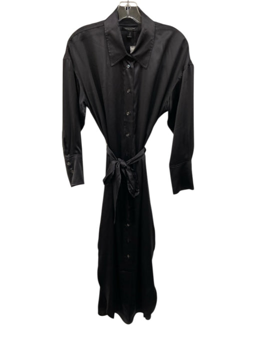 Banana Republic Size M Midnight Navy Silk Long Sleeve Collar Button Front Dress Midnight Navy / M