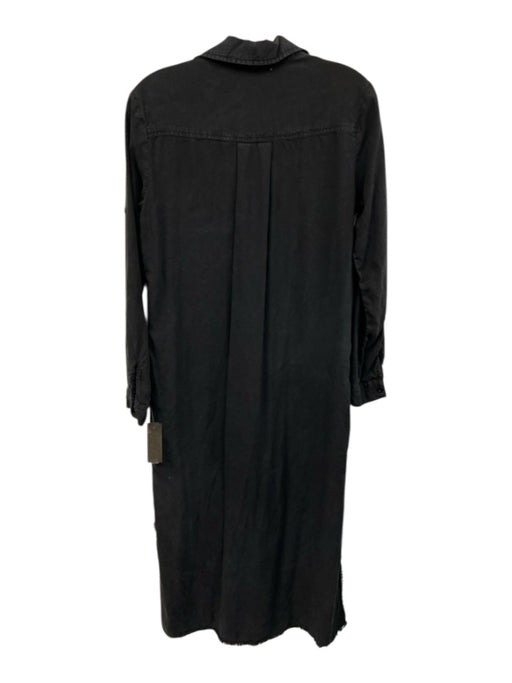 Bella Dahl Size S Black Tencel Lyocell Long Sleeve Collar Button Front Dress Black / S
