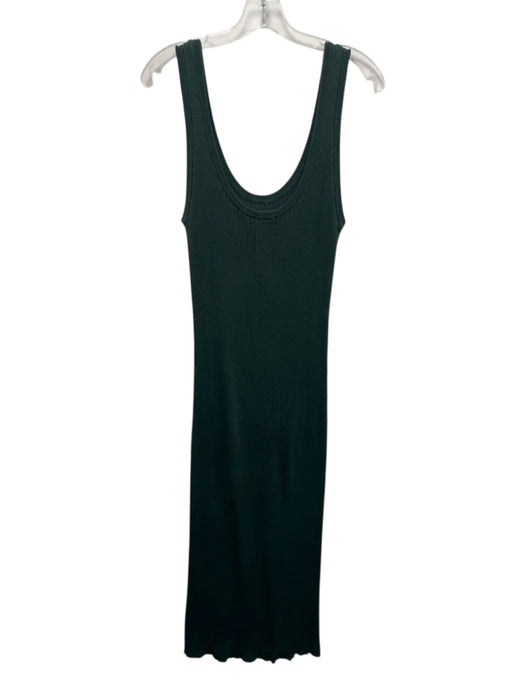 Cotton by Autumn Cashmere Size L Green Cotton Ribbed Knit Scoop Neck Midi Dress Green / L