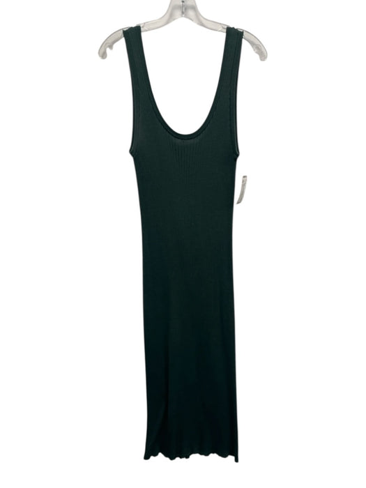 Cotton by Autumn Cashmere Size L Green Cotton Ribbed Knit Scoop Neck Midi Dress Green / L