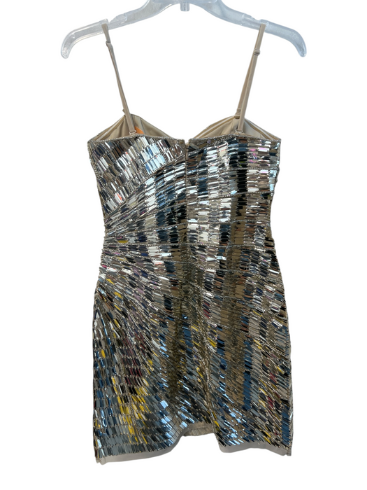 Adrianna Adrianna Papell Size 4 Silver Mirror Sequins Sweetheart Neckline Dress Silver / 4