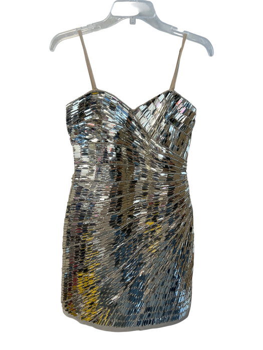 Adrianna Adrianna Papell Size 4 Silver Mirror Sequins Sweetheart Neckline Dress Silver / 4