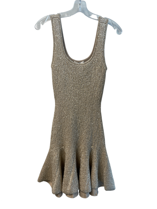 Loveshackfancy Size S Gold Recycled Polyester Blend Metallic Thread Mini Dress Gold / S