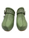 John Fluevog Shoe Size 10 Green Leather Mules Belt Detail Chunky Heel Shoes Green / 10