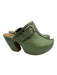 John Fluevog Shoe Size 10 Green Leather Mules Belt Detail Chunky Heel Shoes Green / 10
