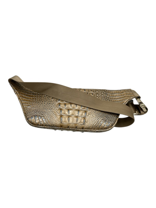 Brahmin Beige Leather Croc Detail Iridescent Belt Bag metallic Bag Beige / Small