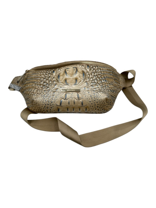 Brahmin Beige Leather Croc Detail Iridescent Belt Bag metallic Bag Beige / Small