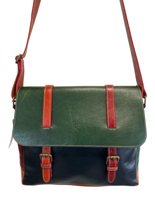 No Brand Green & Multi Leather messenger Crossbody Button Front Bag Green & Multi / Medium