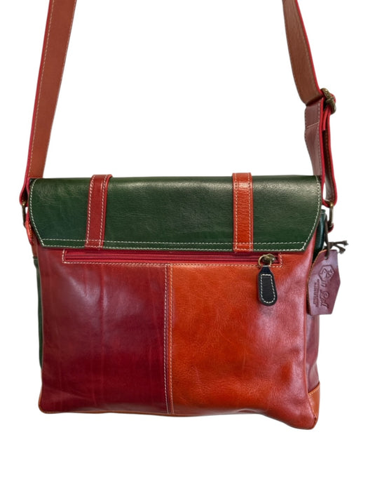No Brand Green & Multi Leather messenger Crossbody Button Front Bag Green & Multi / Medium