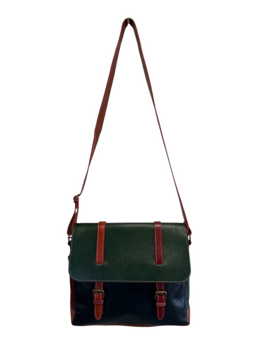 No Brand Green & Multi Leather messenger Crossbody Button Front Bag Green & Multi / Medium