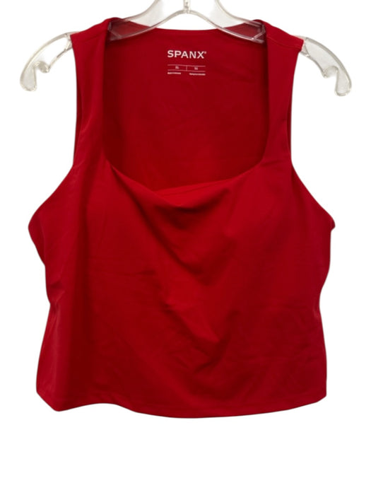 Spanx Size XL Red Nylon & Elastane Tank Cropped Double Lined Square Neck Top Red / XL