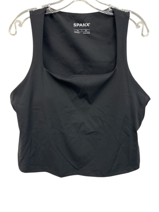 Spanx Size 1X Black Modal & Polyester Tank Square Neck Double Lined Top Black / 1X