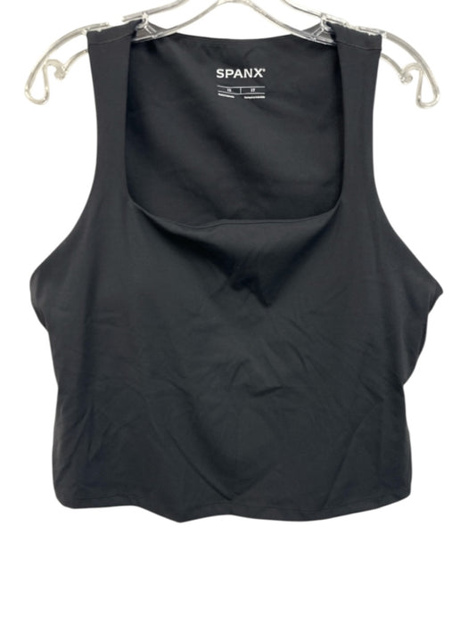 Spanx Size 1X Black Modal & Polyester Tank Square Neck Double Lined Top Black / 1X