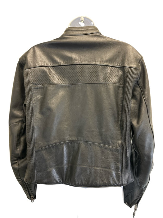 Harley Davidson Size L Black Leather Perforated Zip Front Jacket Black / L