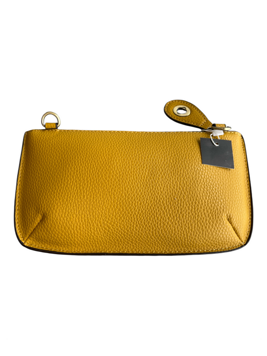 Joy Susan Yellow Leather Gold hardware Strap Incl Inside Pocket Zipper Bag Yellow / S