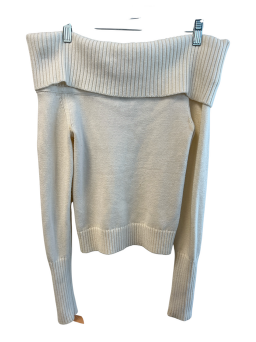 Aritzia Size S Cream Cotton & Cashmere Ribbed Woven Long Sleeve Sweater Cream / S