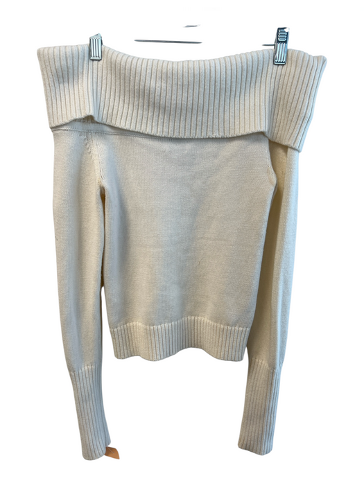 Aritzia Size S Cream Cotton & Cashmere Ribbed Woven Long Sleeve Sweater Cream / S