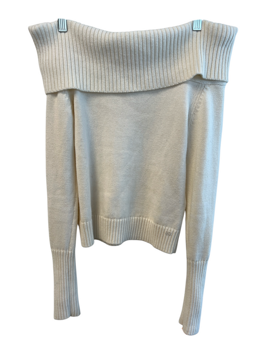Aritzia Size S Cream Cotton & Cashmere Ribbed Woven Long Sleeve Sweater Cream / S