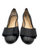 Duo Shoe Size 38 Black Leather Bow Round Toe Block Kitten Heel Pumps Black / 38