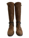 Aquatalia Shoe Size 7.5 Brown Suede Leather trim Knee High Flat Zipper Boots Brown / 7.5