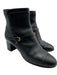 Chanel Shoe Size 39 Black Leather Buckle Logo Block Heel Ankle Booties Black / 39