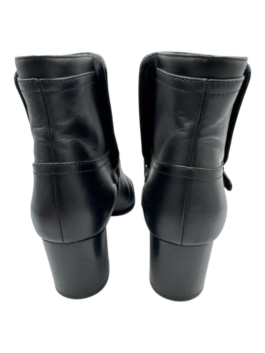 Chanel Shoe Size 39 Black Leather Buckle Logo Block Heel Ankle Booties Black / 39