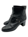 Chanel Shoe Size 39 Black Leather Buckle Logo Block Heel Ankle Booties Black / 39